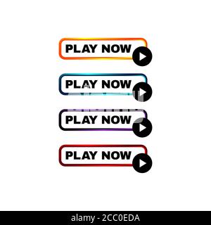 play now button four colored editable call to action buttons vector illustrations Stock Vector