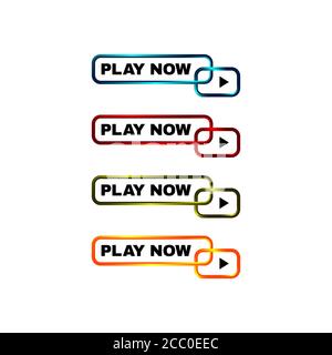 play now button four colored editable call to action buttons vector illustrations Stock Vector