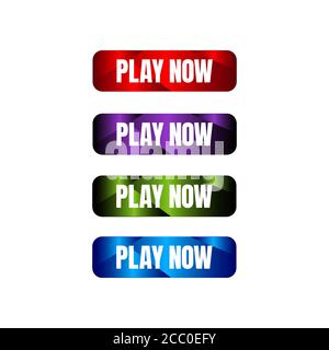 play now button four colored editable call to action buttons vector illustrations Stock Vector