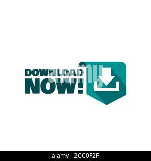 Download Now Button icon Stylist Text Rounded Rectangular Shape with Download Sign Vector Symbol Stock Vector