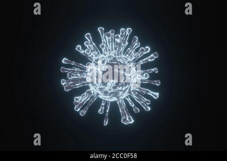 3D Rendering COVID-19 coronavirus. Abstract electron microscopic imge of coronavirus. The structure and outer surface model of viral particle. Stock Photo
