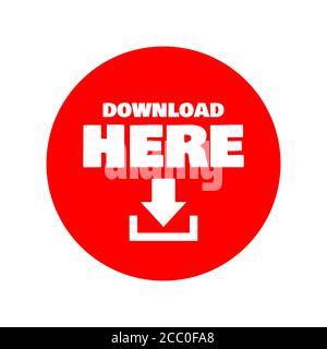 Download Here Button Stylist Text Rounded Rectangular Shape with Download Sign Vector Symbol Stock Vector