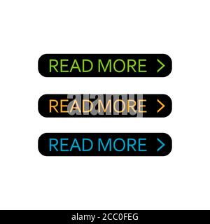 read more button set of colorful vector web element on white background Stock Vector