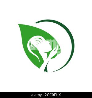 mental health care logo vector design head leaf hand template icon for medical and teraphy psychotherapy sign symbol Stock Vector