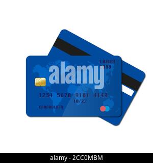 Credit Cards illustrations. Front and Back views. Stock Vector