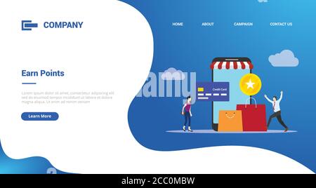 earn points business people reward concept for website template or landing homepage template banner Stock Vector