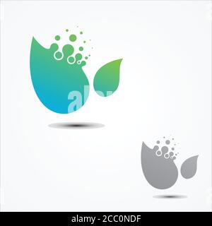 Simple vector leaf tech pixel design in flat style. Pixel technology leaf sign symbol. Vector illustration EPS.8 EPS.10 Stock Vector
