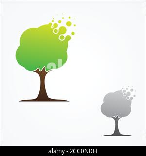 Simple vector nature tree pixel design in flat style. Pixel technology sign symbol. Vector illustration EPS.8 EPS.10 Stock Vector