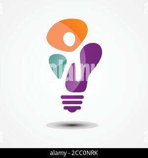 Abstract colorful people inside the bulb vector icon on the white background. Abstract people for your best business symbol. Vector illustration Stock Vector