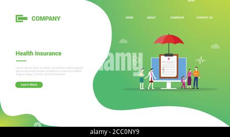health insurance concept with medical record family for website template or landing homepage template banner Stock Vector