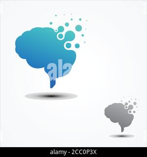 Simple vector brain pixel design in flat style. Brain human Artificial logotype. Vector illustration EPS.8 EPS.10 Stock Vector