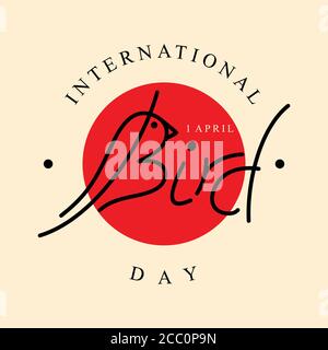 International Bird Day calligraphy hand lettering for element design. Easy to edit template for greeting card, banner, typography poster, flyer, stick Stock Vector