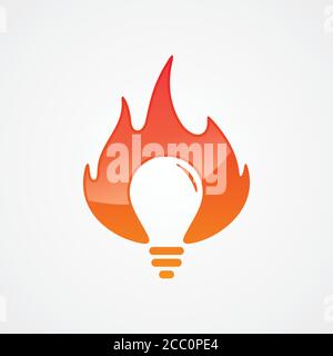 Flame bulb icon isolated on white background. Light bulb icon in trendy design style for web site and mobile app. Vector illustration EPS.8 EPS.10 Stock Vector