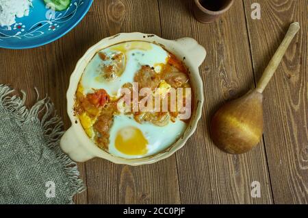 Kavarma po radomirski - Radomir-style kavarma is a regional variation of the traditional Bulgarian dish Stock Photo