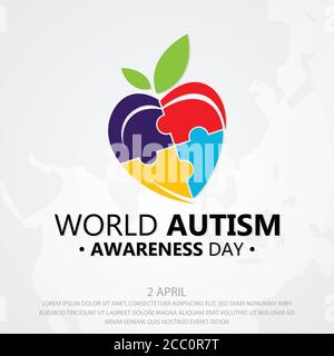 Colorful design World Autism Awareness Day with puzzle graphic. World Autism Awareness Day for banner, greeting card, poster or background design elem Stock Vector