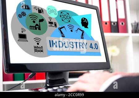 Industry 4.0 concept shown on a computer screen Stock Photo