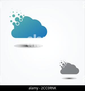Simple vector cloud pixel design in flat style. Pixel technology cloud sign symbol. Vector illustration EPS.8 EPS.10 Stock Vector