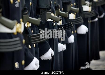 Royal Navy sailors on parade with SA80 rifles Stock Photo