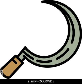 Gardening sickle icon. Outline gardening sickle vector icon for web design isolated on white background Stock Vector