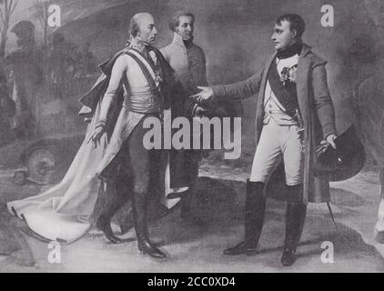 Napoleon and Francis II. after Austerlitz 1805 Stock Photo