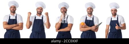 Cook or chef man set isolated on white background design elements collection Stock Photo