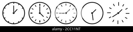 Clock icon set. Time clock icons collection.  Stock Vector