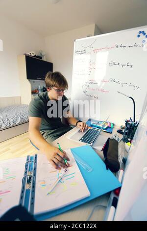 France, first-year medical student in his dorm room