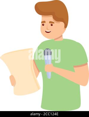 Boy podcast singing icon. Cartoon of boy podcast singing vector icon for web design isolated on white background Stock Vector