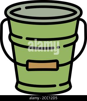 Gardening steel bucket icon. Outline gardening steel bucket vector icon for web design isolated on white background Stock Vector