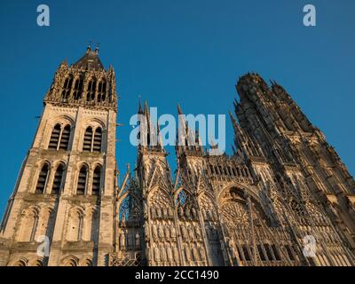 Front wall of the cathedrale and half moon,  Rouen, France Stock Photo