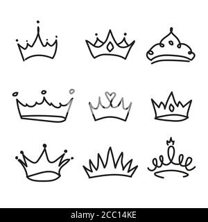 Sketch crown. Simple graffiti crowning on white background.  Stock Vector