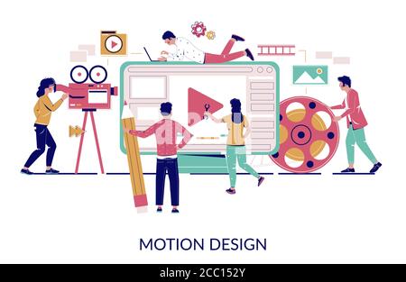 Motion graphic studio, vector flat style design illustration Stock Vector