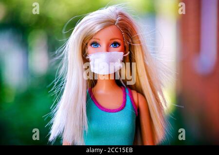 Tambov, Russian Federation - June 12, 2020 Brunette Barbie doll doing yoga  in the lotus posture outdoors Stock Photo - Alamy