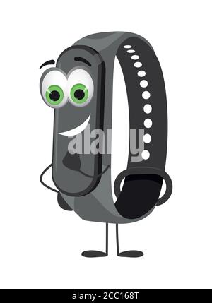 Funny fitness watch on white background, fitness collection, flat vector illustration Stock Vector