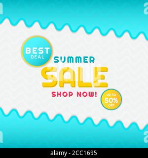 Summer sale banner sea wave concept design. vector illustration. Stock Vector