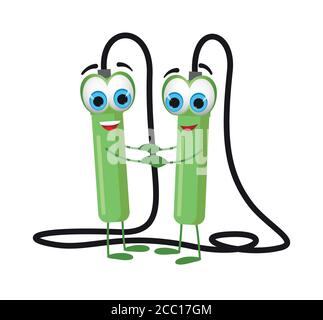 Funny jump rope on white background, fitness collection, flat vector illustration Stock Vector