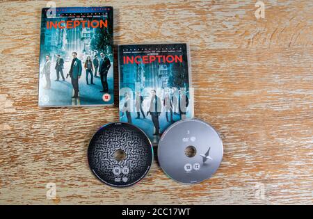 Double DVD home release of the 2010 science fiction film Inception Stock Photo