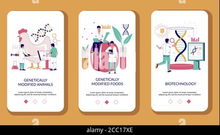Biotechnology mobile app onboarding screens vector template Stock Vector