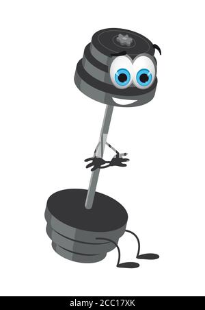 Funny barbell on white background, fitness collection, flat vector illustration Stock Vector