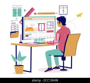 Interior designer services, vector flat isometric illustration Stock Vector