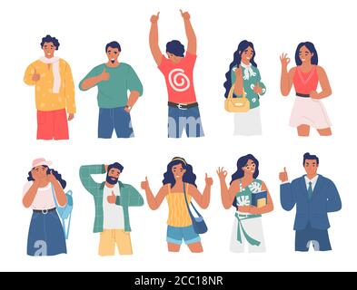 People gesturing to show consent, vector flat isolated illustration Stock Vector