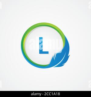 Letter L inside Round shaped feather icon for element design symbol. Simple design symbol feather for your business symbol. Vector illustration EPS.8 Stock Vector