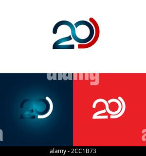 Typography design number 20 th anniversary numbers. 20 years old logotype. Up to 20%, -20% percent off discount. Vector illustration EPS.8 EPS.10 Stock Vector