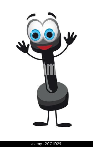 Funny dumbbell on white background, fitness collection, flat vector illustration Stock Vector