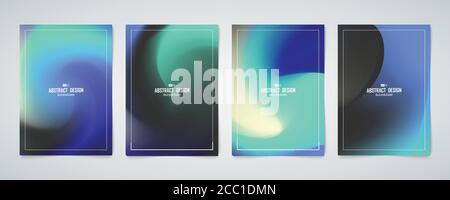 Abstract color design of blue and green hologram mesh design brochure set template. Use for ad, poster, artwork, template design, print. illustration Stock Vector