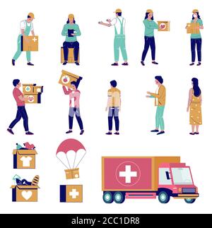 Humanitarian aid characters, vector flat isolated illustration Stock Vector