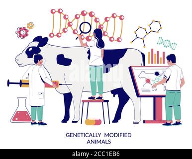 Genetically modified animals vector concept for web banner, website page Stock Vector