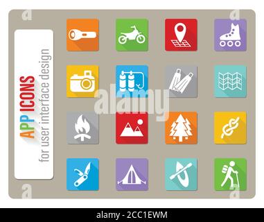 active recreation icon set Stock Vector