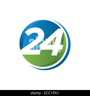 Number 24 inside round vector for element design. All day customer support call center icon and etc. Vector illustration EPS.8 EPS.10 Stock Vector