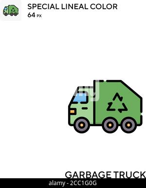 Garbage truck Special lineal color vector icon. Garbage truck icons for your business project Stock Vector